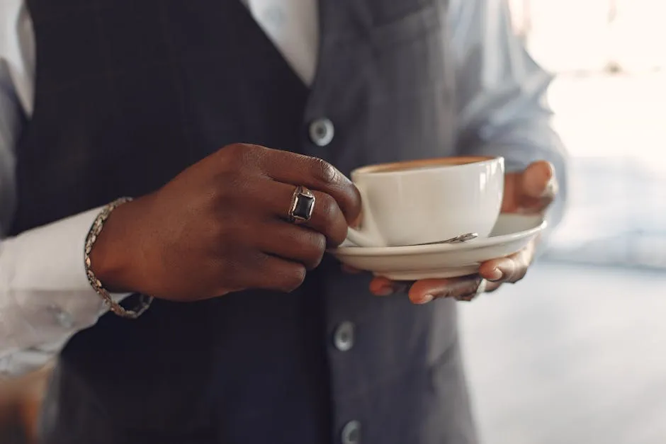 Woman enjoying a cup of coffee during a break.